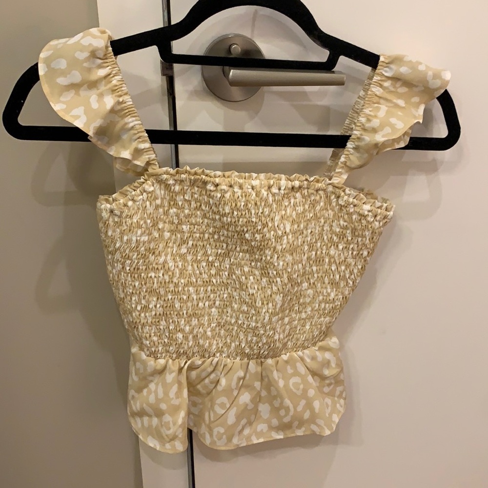 Tan and white leopard top